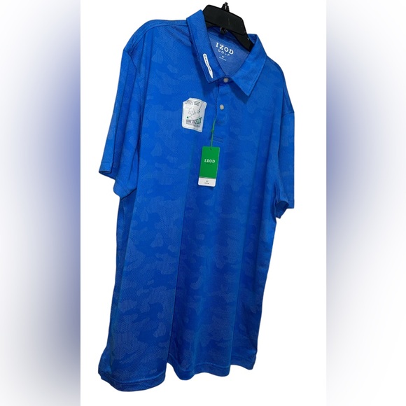 IZOD GOLF GRID POLO SHIRT BLUE COLOR SHORT SLEEVE NEBULAS BLUE SIZE EXTRA LARGE - Picture 5 of 14